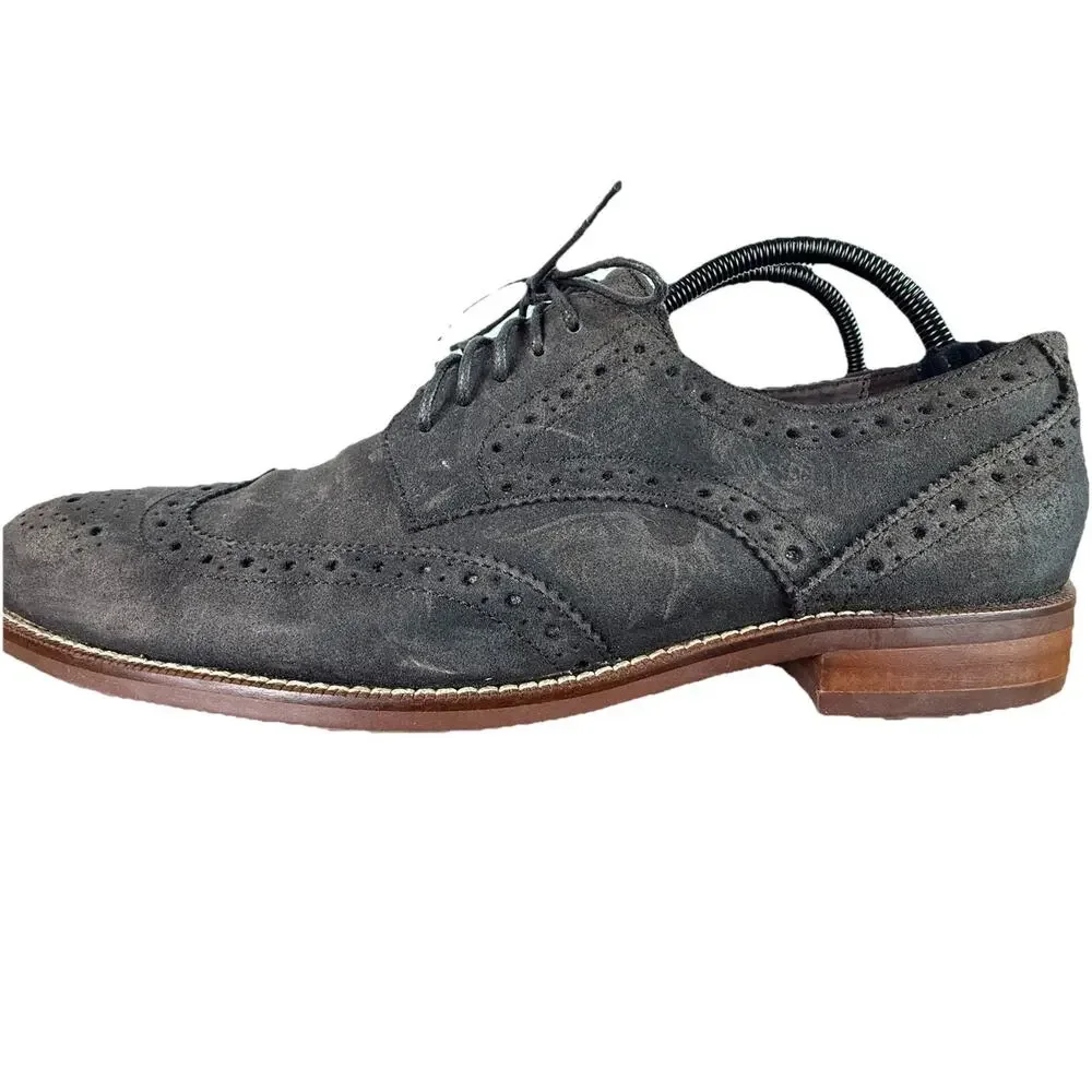 Joseph Abboud Mens Shoes 10.5 D Gray‎ Suede Leather Wing Tip Fredrick Oxford